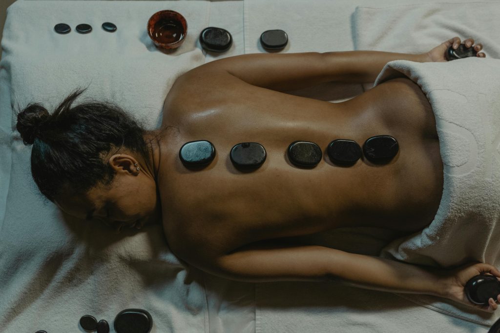 display about warm stone massage